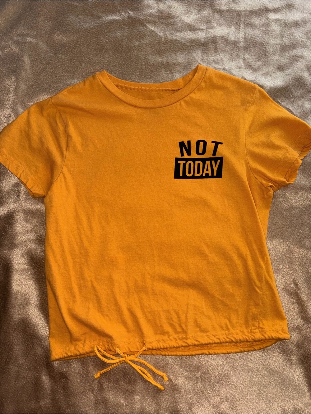 Women’s Yellow Cropped Tee with 'Not Today' Graphic